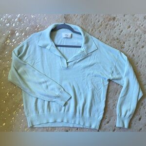 Wilfred Green V-Neck Sweater Soft Knit Casual L